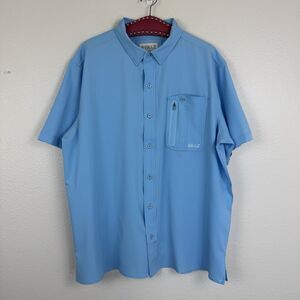 Men’s Gillz Deep Sea Woven Button Down Fishing Shirt UPF 30+ Baltic Sea Blue XL